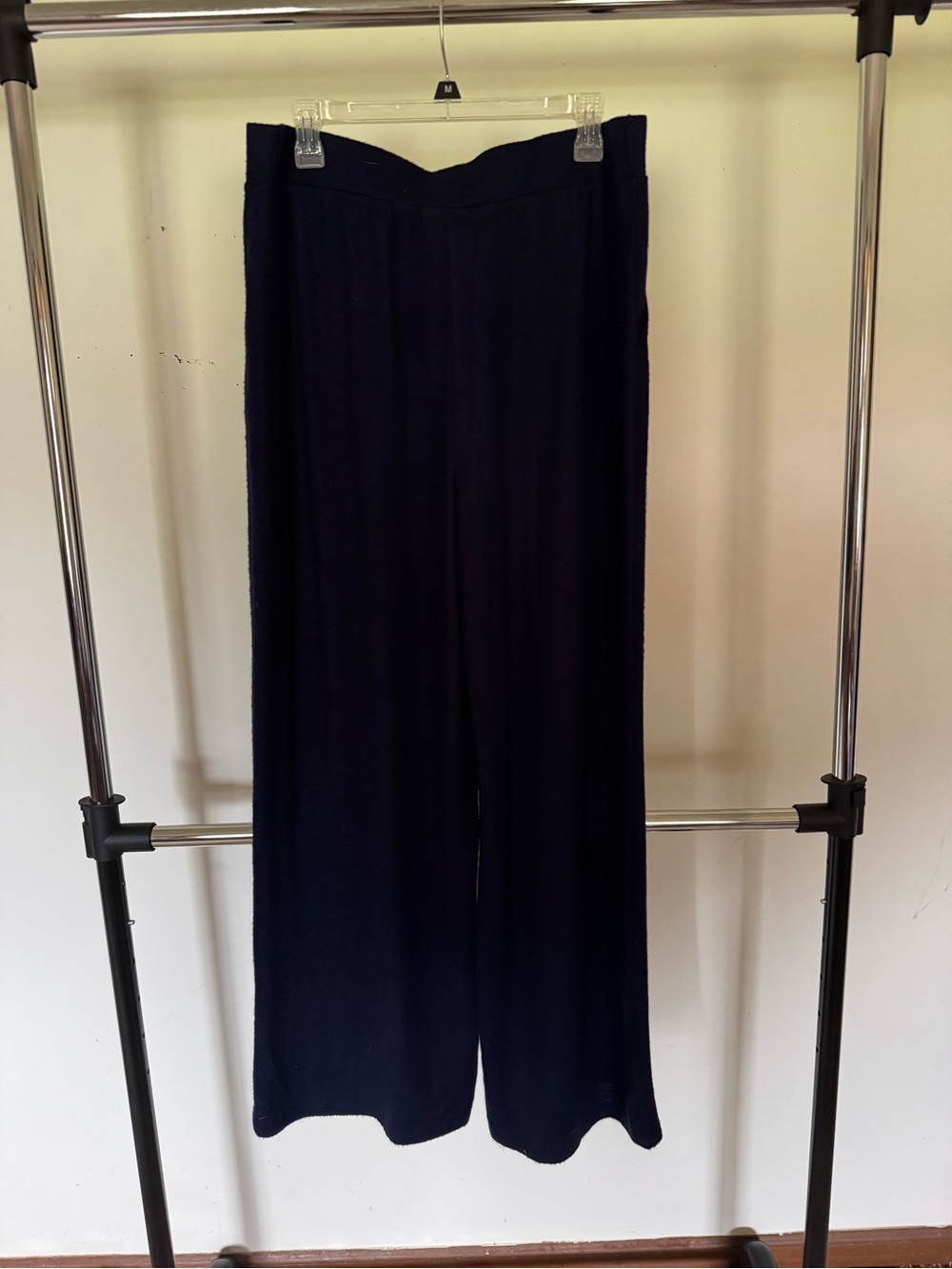 Wonderly Navy Wide-Leg Knit Pants